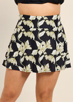 Black Leaf Modest Curvy Women's Flare With Skinny Swim Bottom