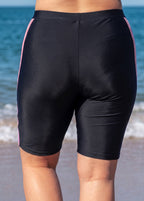 Black And Pink Colorblock High Waist Knee Length Flattering Pocket Curvy Swim Bottom