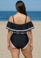 Plus Size Off Shoulder Ruffles Women One Piece Swimsuit