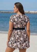 Black Floral Vintage Curvy Swimwear Bathing Suits Swimdress Top