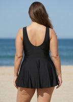 Plus Size V-neck Wide Strap Crochet One Piece Swimdress