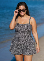 Romantic Floral Ruched Swimdress Set
