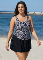Natural Flowers Tie Knot Drawstring Swim Dress Top