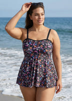 Plus Size Stylish Colorful Floral Print Women Tankini Set
