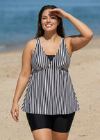 Plus Size Snake Skin Print Tankini Swimsuit Top with Sweetheart Neckline