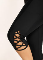 Plus Size Black High Waisted Tummy Control Side Pocket Swimsuit Bottom Swim Capri Pants
