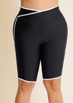 Black And White Striped Plus Size Swimsuit Bottom Capri Pants