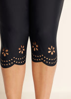 Plus Size Women's Black Hollow Swimsuit Pants