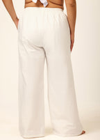 White Fashion Cutout Plus Size Modest Swimsuit Loose Cover Up Pants