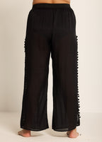 Plus Size Black Side Slits Tassel Swimsuit Cover Up Pants