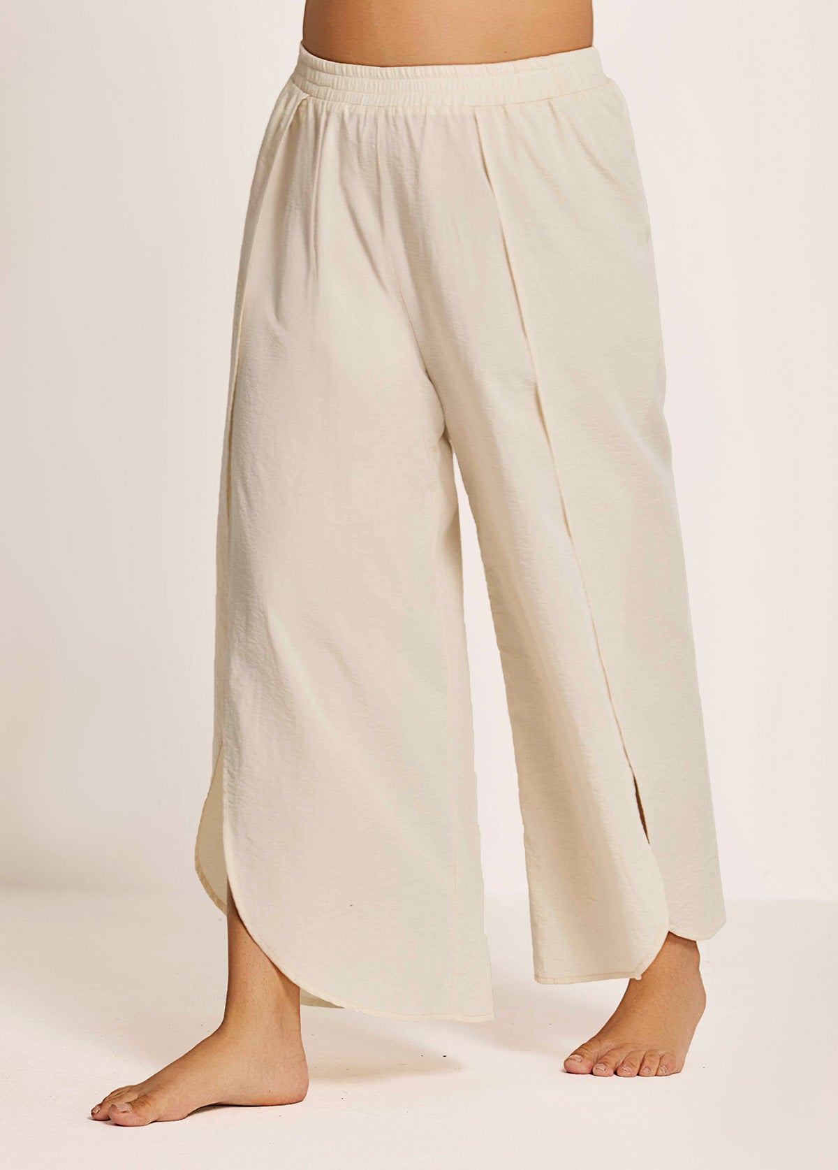 White Through Side Split Plus Size Bathing Suit Cover Ups Fly Away Pants