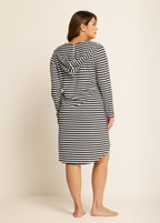 White Striped Hoodie Curvy Beachwear Cover Ups Dress