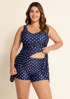 Polka Dot Modest Tummy Control Vintage Swimdress Set