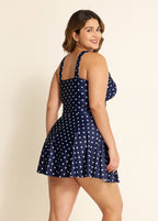 Polka Dot Modest Tummy Control Vintage Swimdress Set