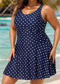 Polka Dot Modest Tummy Control Vintage Swimdress Set