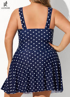 Polka Dot Modest Tummy Control Vintage Swimdress Set