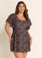Plus Size Casual Women's Ditsy Floral Print One Piece Swimsuit