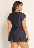 Deep V-neckline Tie Front Women Tankini Top