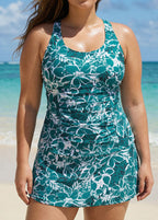 Floral Print Square Neck Women Classy Racerback Tankini Set